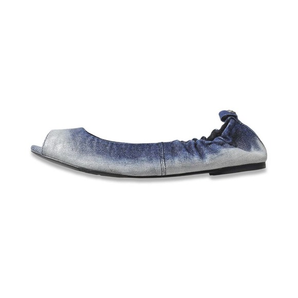 Diesel Tippy Peep Open Toe Ballet Ballerina Flat Shoe Indigo/Silver 5 NIB $110 - Picture 2 of 5